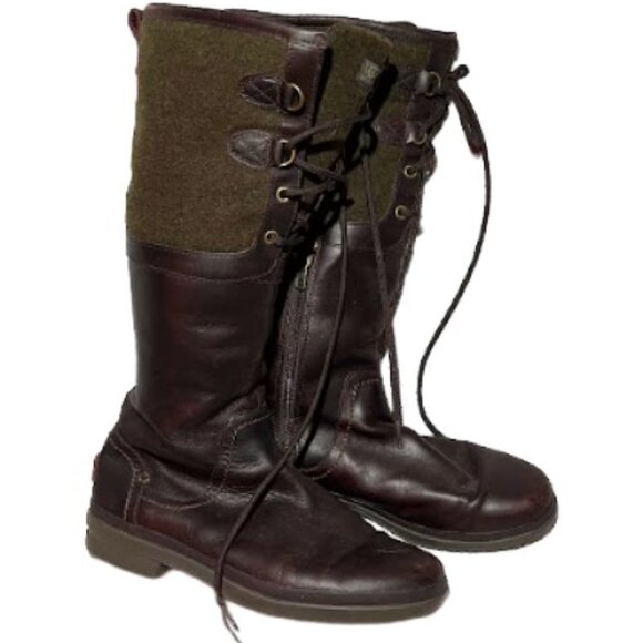 UGG Elsa Tall Riding Boot Waterproof Wool Lined Lace Up Sz 8 - Picture 1 of 8